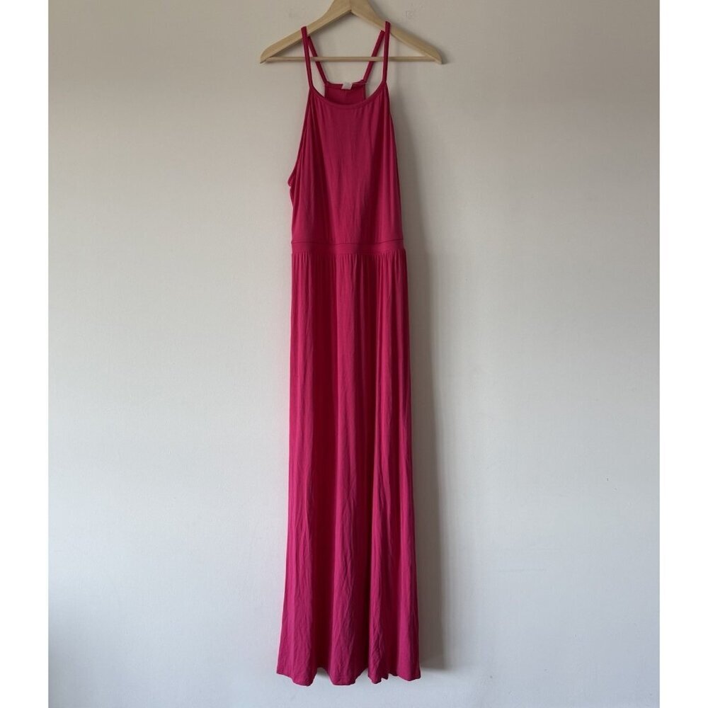 Old Navy‎ Maxi Sundress Pink Womens Large Boho Resort Tropical Preppy Summer